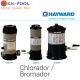 Dosificador de cloro/bromo de la marca Hayward.