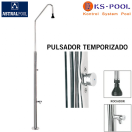 Ducha piscina con grifo lavapies con pulsador temporizado astralpool